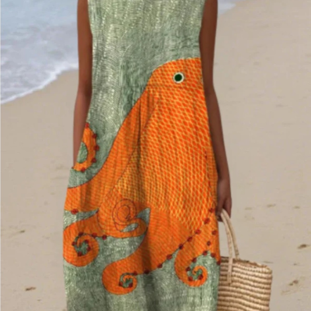 NWOT Ellis and Porter Women’s Octopus Midi Dress, Size XL - Picture 6 of 6